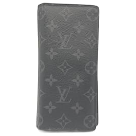 Louis Vuitton-Portafoglio Lungo Brazza Louis Vuitton in Monogram Eclipse-Nero