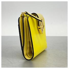 Fendi-Fendi Yellow Leather Bi-Fold Wallet-Yellow