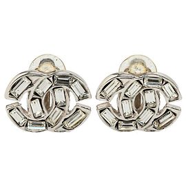 Chanel Coco Mark Strass Eimer Ohrringe Silber