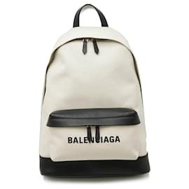 Balenciaga-Sac à dos en toile et cuir Balenciaga-Noir