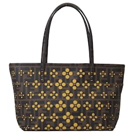 Fendi-Fendi Zucca Flower Pulling Tote Bag-Brown,Yellow