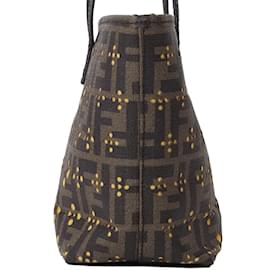 Fendi-Fendi Zucca Flower Pulling Tote Bag-Brown,Yellow