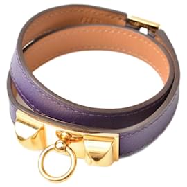 Hermès-Bracciale Bangle Double Tour Rival Hermes-D'oro,Porpora