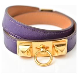 Hermès-Bracciale Bangle Double Tour Rival Hermes-D'oro,Porpora