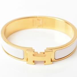 Hermès-Bracciale Bangle Hermes Click-Clack PM H-Bianco,D'oro