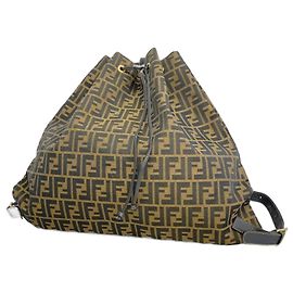 Fendi Zucca Khaki Nylon Canvas Rucksack Khaki