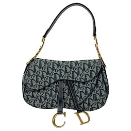 Christian Dior-Borsa a spalla Trotter Saddle di Christian Dior-Marrone,Blu navy