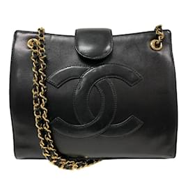 Chanel-Borsa a spalla in pelle nera Chanel con catena-Nero