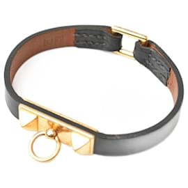 Hermès-Bracciale rigido nero e oro Hermes Micro Rival-Nero