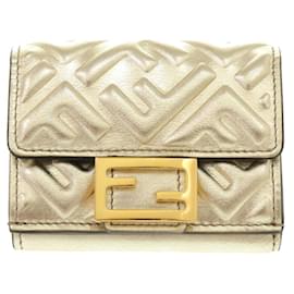 Fendi-Fendi Zucca Compact Wallet-Golden