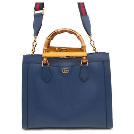 Borsa Tote in Pelle Gucci Diana Bamboo Blu