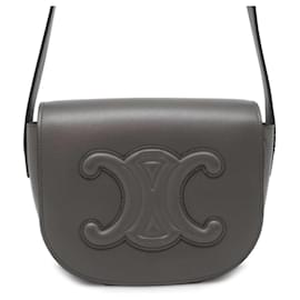 Céline-Celine Folco Cuir Triomphe Leather Shoulder Bag-Brown