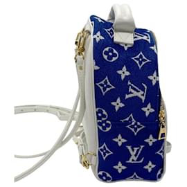 Louis Vuitton-Zaino in velluto jacquard Monogram Louis Vuitton-Bianco,Blu