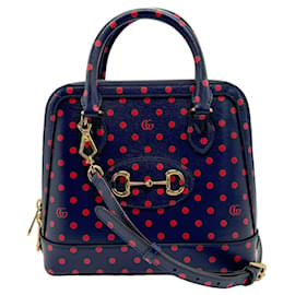 Gucci-Borsa a mano Gucci, borsa a spalla in blu navy e rosso-Rosso,Blu navy