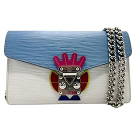 Louis Vuitton-Carteira de Cadeia Louis Vuitton Máscara Tribal-Rosa,Branco,Azul