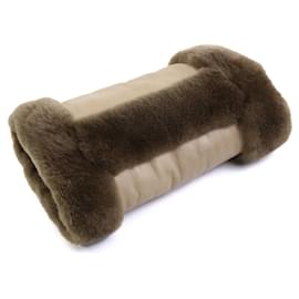 Hermès-Hermes Women's Brown Leather and Fur Gloves-Brown