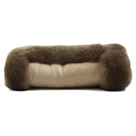 Hermès-Hermes Women's Brown Leather and Fur Gloves-Brown