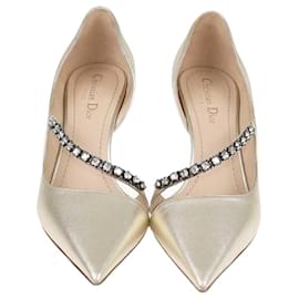 Dior-Dior Gold Crystal Embellished Pointed Toe Pumps-Golden