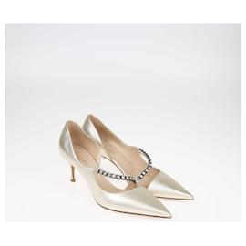 Dior-Dior Gold Crystal Embellished Pointed Toe Pumps-Golden