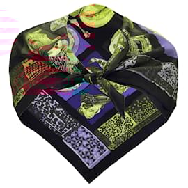 Hermès-Hermes Black Multi Persona Square Silk Twill Scarf-Multiple colors