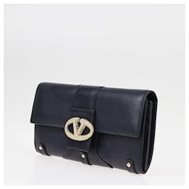 Valentino-Valentino Black VLogo Flap Continental Wallet-Black