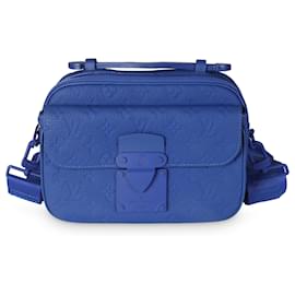 Louis Vuitton-Louis Vuitton Blue Taurillon Monogram S Lock Messenger-Blue