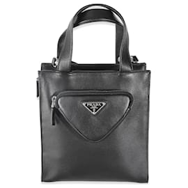 Prada-Prada Black Nappa Small Triangle Pocket Tote-Black