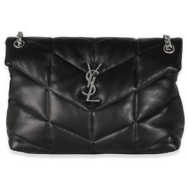 Saint Laurent Schwarze Gestepptes Lammleder Mittlerer Loulou Puffer Schwarz