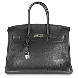 Hermès-Hermès Birkin 35 in pelle Clémence nera PHW-Nero