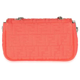 Fendi-Fendi Tulipano Technical Fabric FF Midi Chain Baguette Bag-Orange