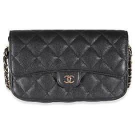 Bolsa de mão Chanel de caviar preto acolchoado com corrente Preto