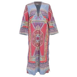 Vestido maxi estampado com decote em V Etro em algodão multicolorido Outro