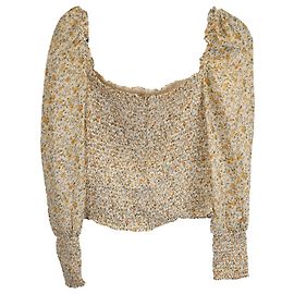 Top cropped com estampa floral Reformation em viscose Amarelo