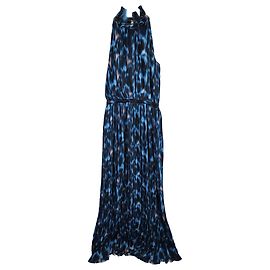 Erdem bedrucktes plissiertes Kleid aus blauer Polyester Blau
