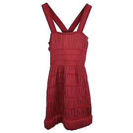 Alaïa Azzedine Chenille-Strickkleid aus burgunderfarbiger Seide Rot Bordeaux