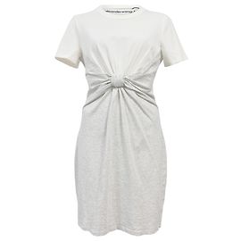 T By Alexander Wang Vestido T-shirt amarrado Alexander Wang T em algodão branco Branco Cru