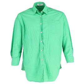 Autre Marque La camicia con bottoni Frankie Shop in cotone verde brillante Verde