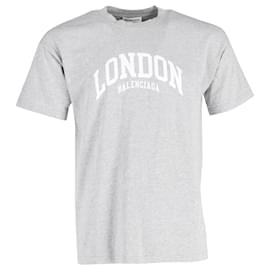 Balenciaga-Balenciaga London Wide Fit T-Shirt in Light Grey Cotton-Grey