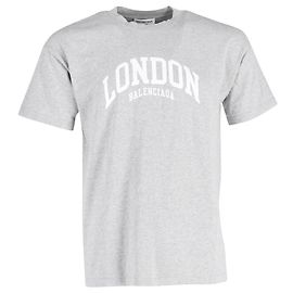 Camiseta de corte amplio Balenciaga Londres en algodón gris claro Gris