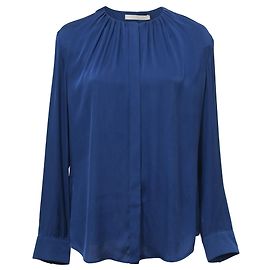 Hugo Boss Blusa com decote franzido Boss em seda azul Azul