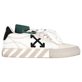 Off White Baskets Low Vulcanized Off-White en cuir de veau blanc Blanc