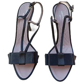 Alberta Ferretti Satin Heels Black Size 38 Black