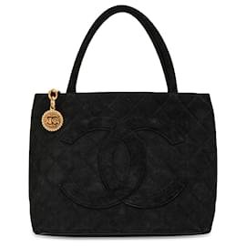 Chanel-Borsa Medallion in Suede Nero Chanel-Nero