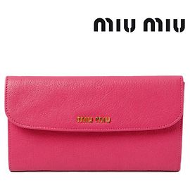 Miu Miu Leather Long Wallet 5M1420 Pink