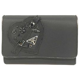 Prada Nylon Tessuto Compact Wallet Black