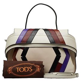 Borsa a mano 2WAY in pelle di pitone Tod's Bianco