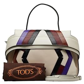 Tod's-Tod's Leather Python 2WAY Handbag-White