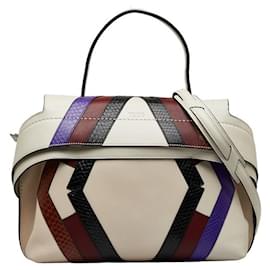 Tod's-Tod's Leather Python 2WAY Handbag-White