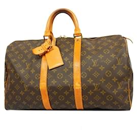 Louis Vuitton-Borsa Boston Keepall 45 Monogram Louis Vuitton-Marrone