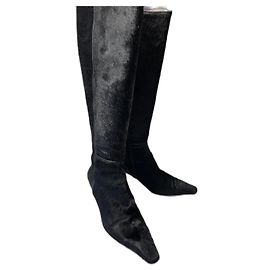 Barbara Bui black pony-style calfskin boots size 38 Black